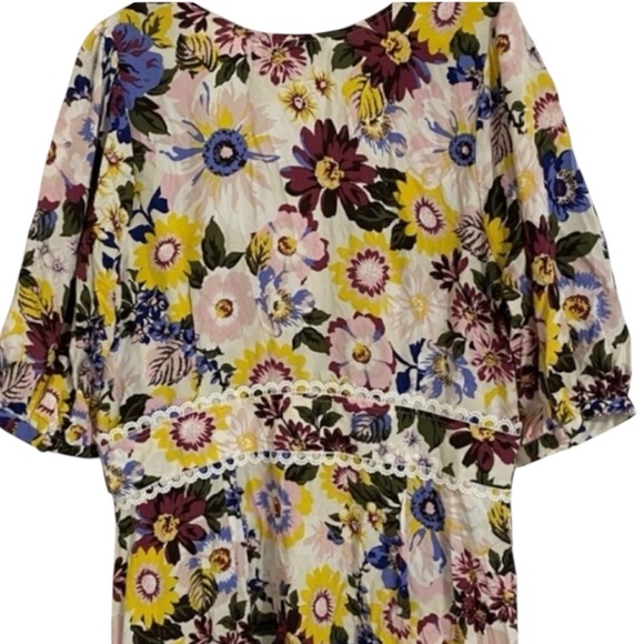 NWOT JustFab Crochet Trim Retro Floral Maxi Dress - Picture 4 of 7